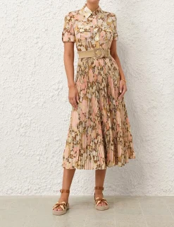 Pop Pleated Midi Dress