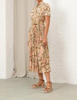 Pop Pleated Midi Dress