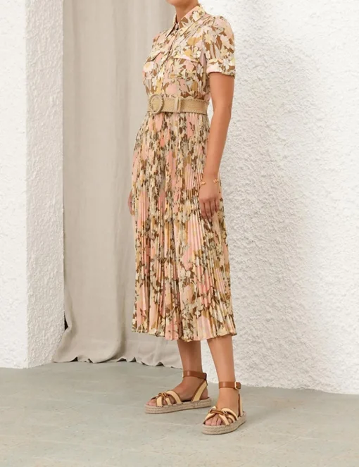Pop Pleated Midi Dress