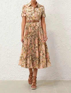 Pop Pleated Midi Dress