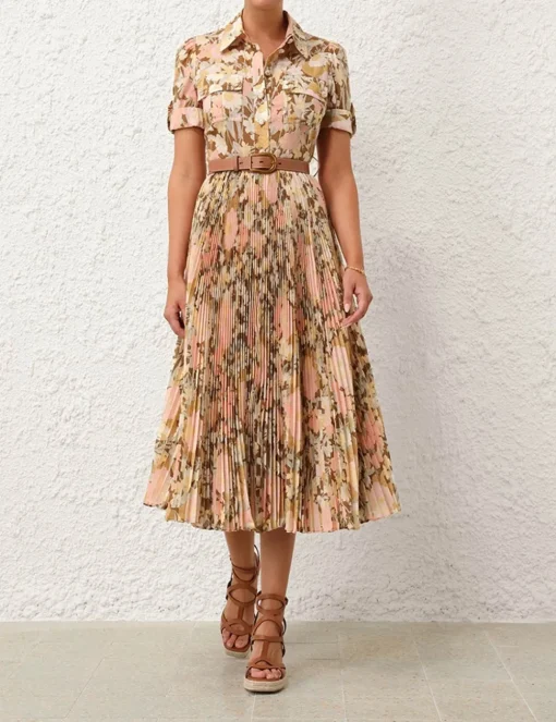 Pop Pleated Midi Dress