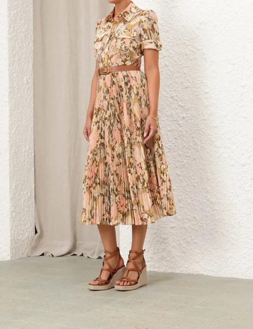 Pop Pleated Midi Dress