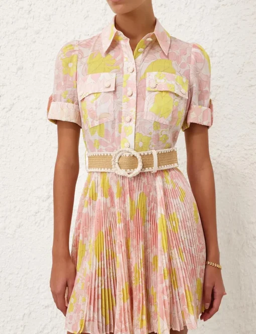 Pop Pleated Mini Dress