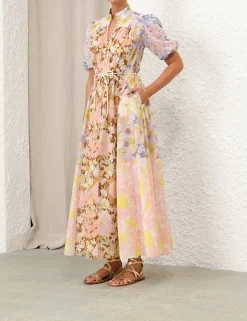Pop Puff Sleeve Maxi Dress