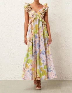 Pop Ruffle Sleeve Midi Dress
