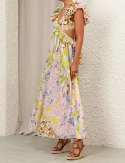 Pop Ruffle Sleeve Midi Dress