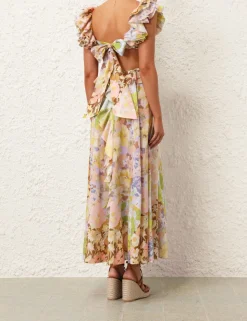 Pop Ruffle Sleeve Midi Dress
