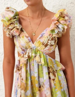Pop Ruffle Sleeve Midi Dress