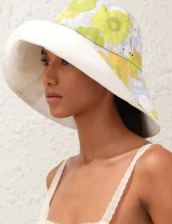 Printed Long Brim Bucket Hat