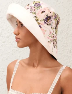 Printed Long Brim Bucket Hat