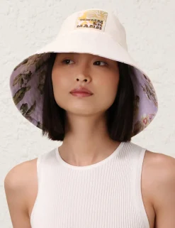 Printed Long Brim Bucket Hat
