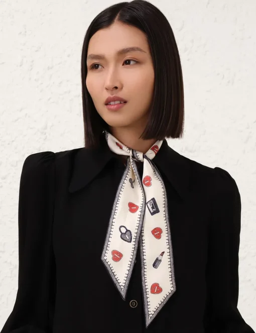 Printed Silk Ribbon Scarf