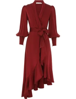 Silk Wrap Midi Dress