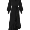 Silk Wrap Midi Dress