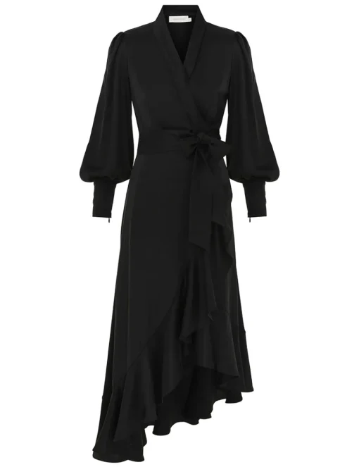 Silk Wrap Midi Dress