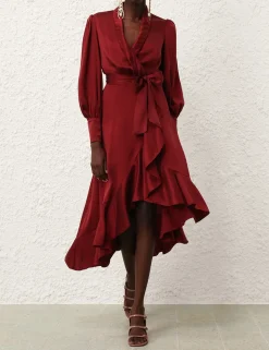 Silk Wrap Midi Dress