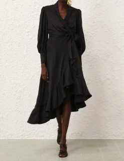 Silk Wrap Midi Dress