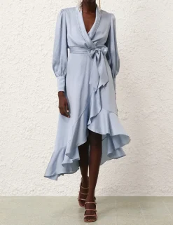 Silk Wrap Midi Dress