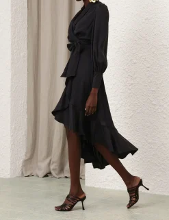 Silk Wrap Midi Dress