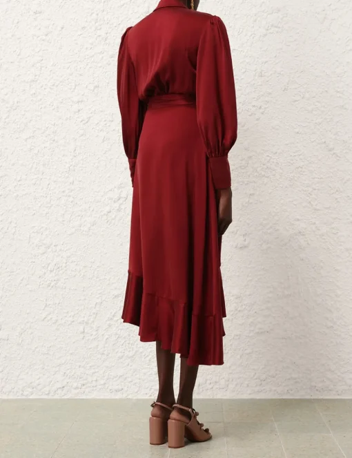 Silk Wrap Midi Dress