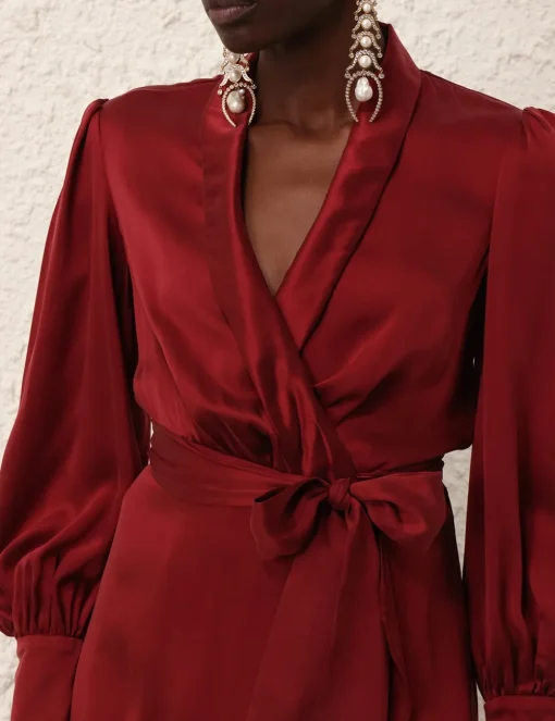 Silk Wrap Midi Dress