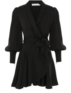 Silk Wrap Mini Dress