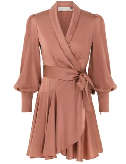 Silk Wrap Mini Dress