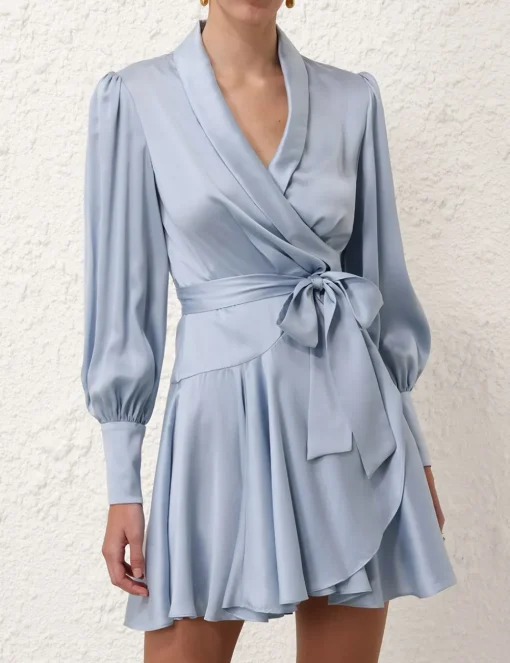 Silk Wrap Mini Dress