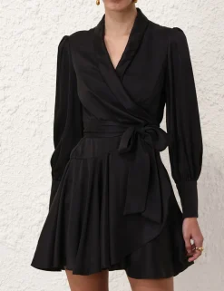 Silk Wrap Mini Dress