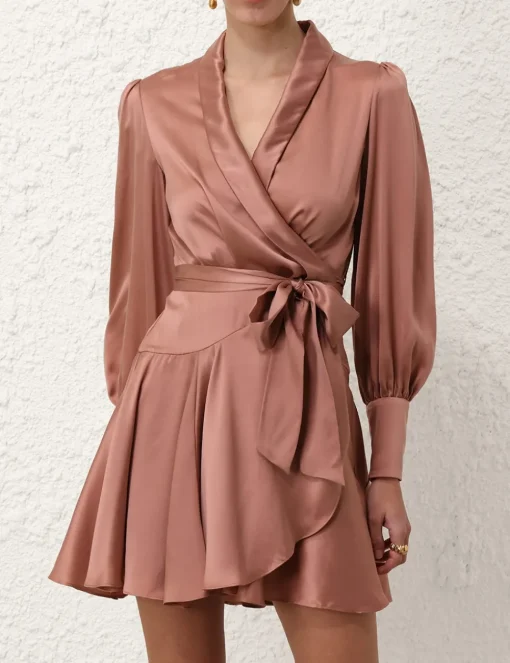 Silk Wrap Mini Dress