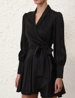 Silk Wrap Mini Dress