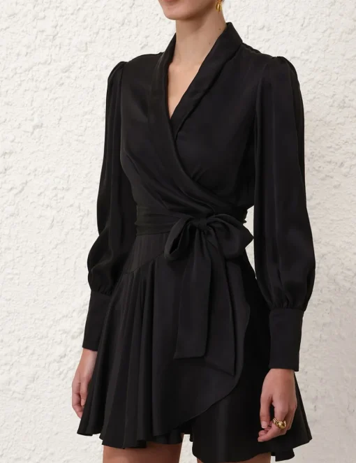 Silk Wrap Mini Dress