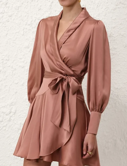 Silk Wrap Mini Dress