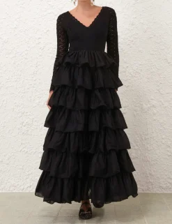 Tallow Tiered Ruffle Gown
