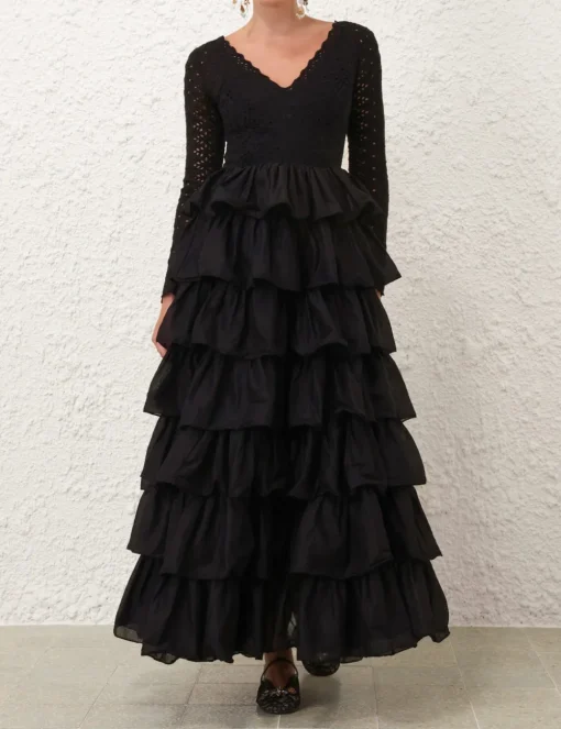 Tallow Tiered Ruffle Gown