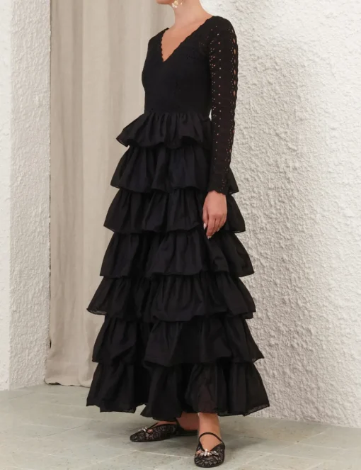Tallow Tiered Ruffle Gown