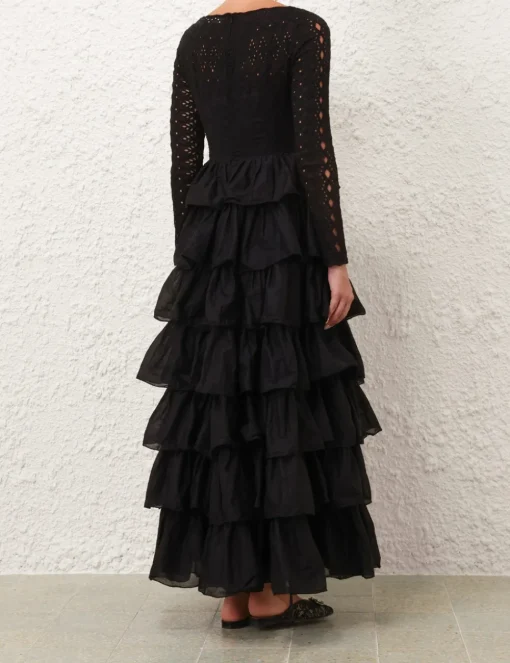 Tallow Tiered Ruffle Gown