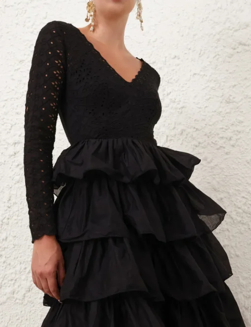 Tallow Tiered Ruffle Gown