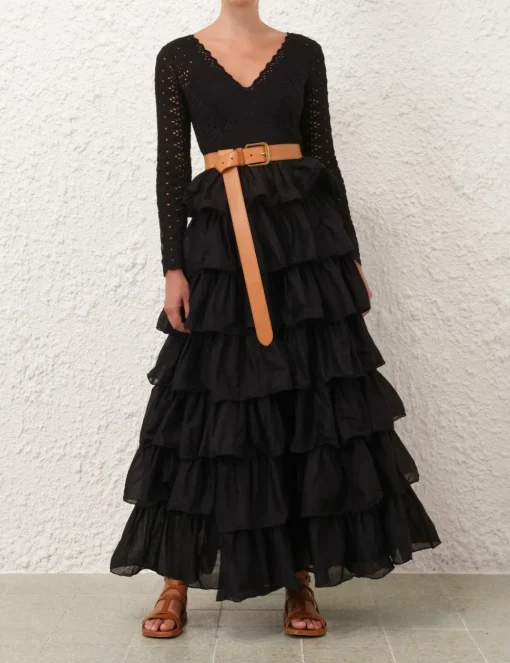 Tallow Tiered Ruffle Gown
