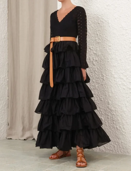 Tallow Tiered Ruffle Gown