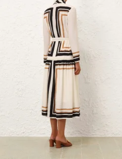 Tie Neck Midi Dress