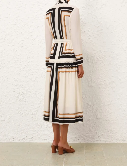 Tie Neck Midi Dress