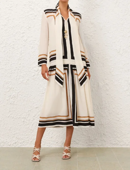 Tie Neck Midi Dress
