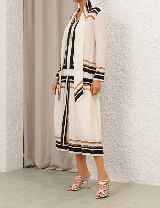 Tie Neck Midi Dress