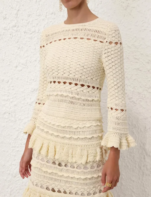 Waverly Crochet Crew Neck Top