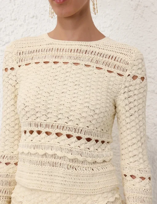 Waverly Crochet Crew Neck Top
