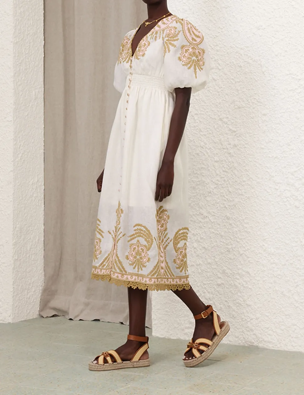 Waverly Embroidered Midi Dress