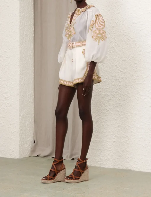 Waverly Embroidered Tuck Short